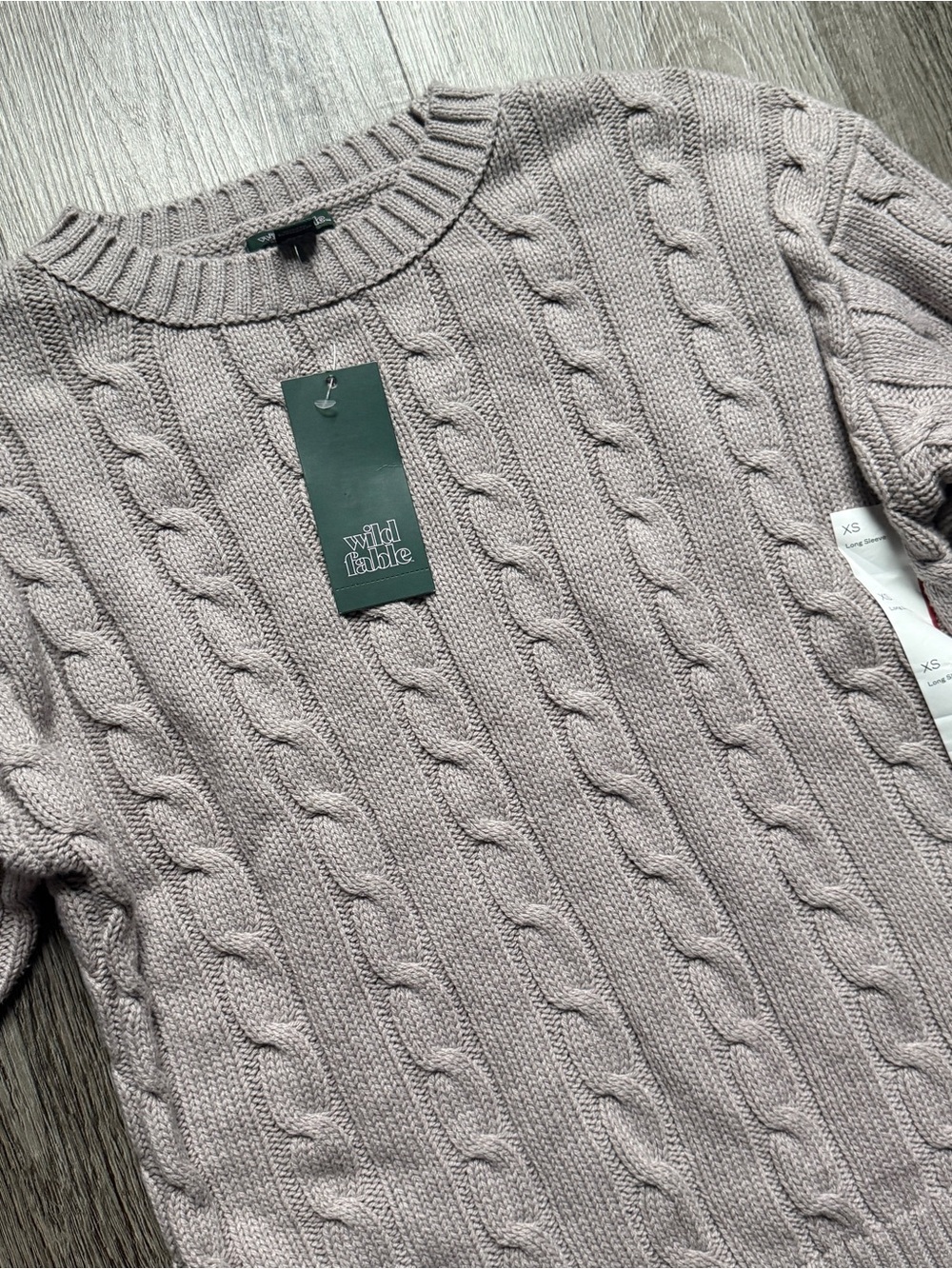 Wild Fable Women's XS Gray Cable-Knit Crew Neck Pullover Sweater - 0182